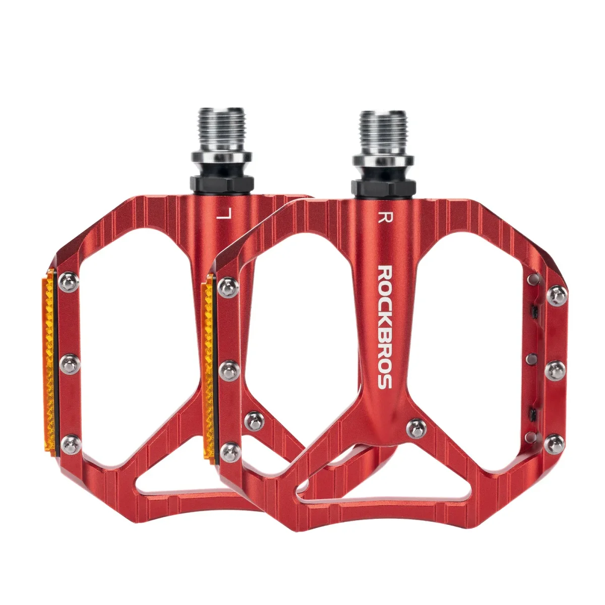 Fahrradpedale rutschfest– Aluminium Plattformpedale mit Reflektoren, abgedichtetem Kugellager, Anti-Rutsch-Pins, 9/16" Achse – Bild 3