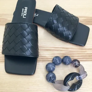 PAO Sommer Pantolette Bottega in Schwarz