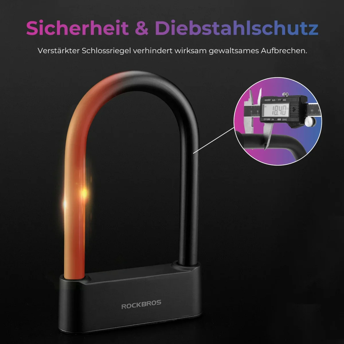 Schloss Fingerabdruck Wasserdicht IP6 Fahrrad Bügelschloss Bluetooth Schloss mit Schlüssel USB-Aufladung – Bild 5